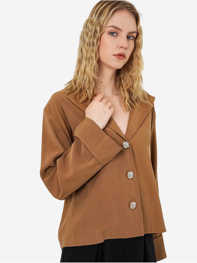 Veste blazer oversize à fermeture boutonnée bdart Camel - Kiabi
