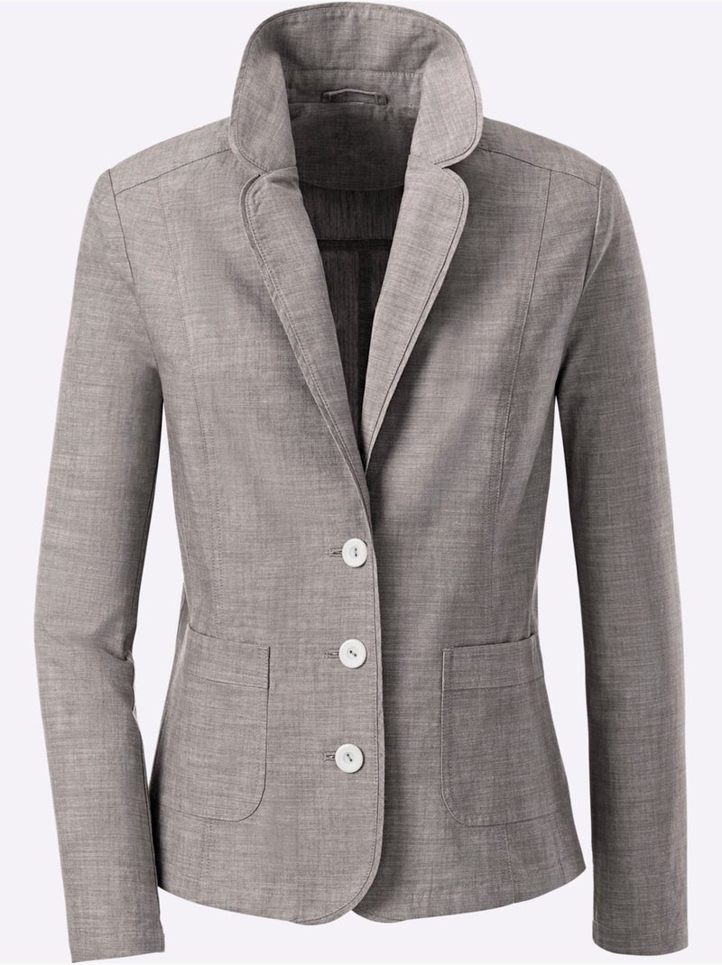 Veste Blazer Pur Coton - Taille Standard - Witt Gris taupe - Kiabi