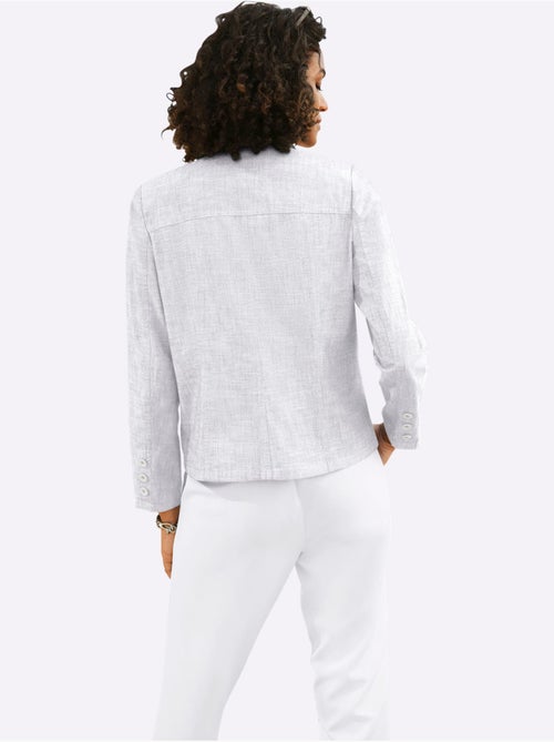 Veste blazer pur coton à col revers et manches longues - taille standard - witt - Kiabi Veste blazer pur coton à col revers et manches longues - taille standard - witt - Kiabi