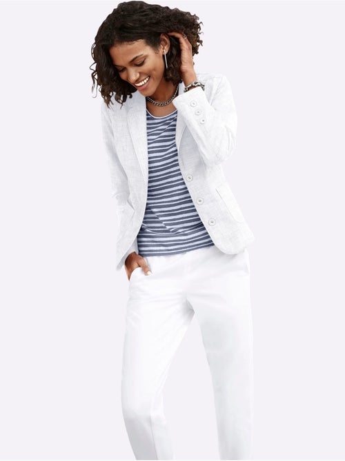 Veste blazer pur coton à col revers et manches longues - taille standard - witt - Kiabi Veste blazer pur coton à col revers et manches longues - taille standard - witt - Kiabi