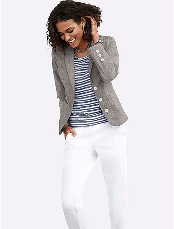 Veste blazer pur coton avec col à revers et manches longues - taille standard - witt
