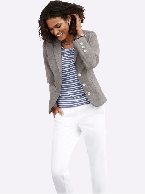 Veste blazer pur coton avec col à revers et manches longues - Taille standard - Witt - Kiabi