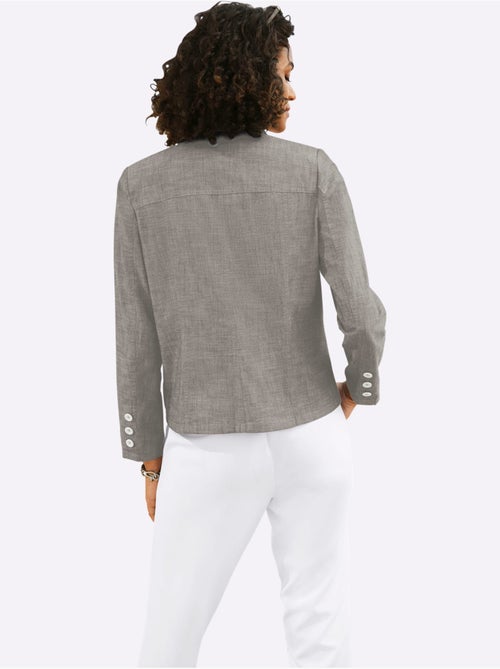 Veste blazer pur coton avec col à revers et manches longues - Taille standard - Witt - Kiabi
