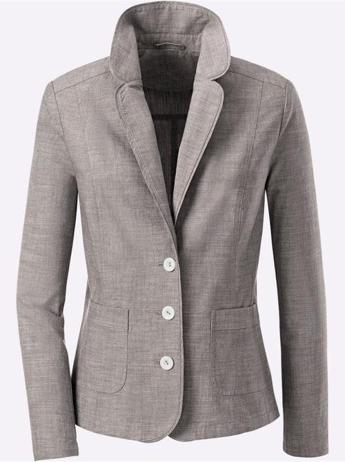 Veste blazer pur coton avec col à revers et manches longues - Taille standard - Witt - Kiabi