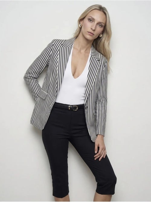 Veste blazer rayée en popeline dilvin - Kiabi Veste blazer rayée en popeline dilvin - Kiabi