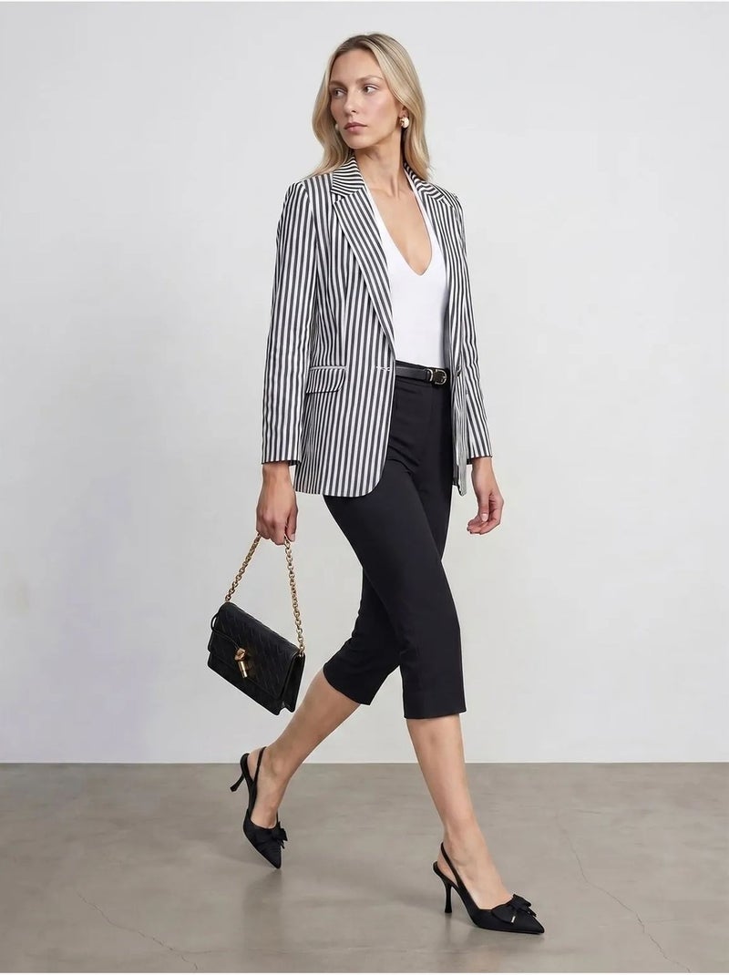 Veste blazer rayée en popeline dilvin Blanc cassé - Kiabi