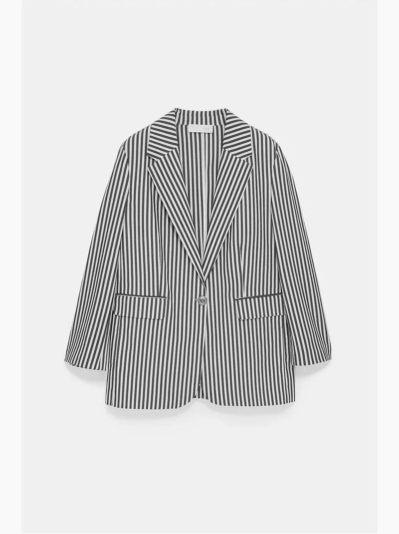Veste blazer rayée en popeline dilvin Blanc cassé - Kiabi