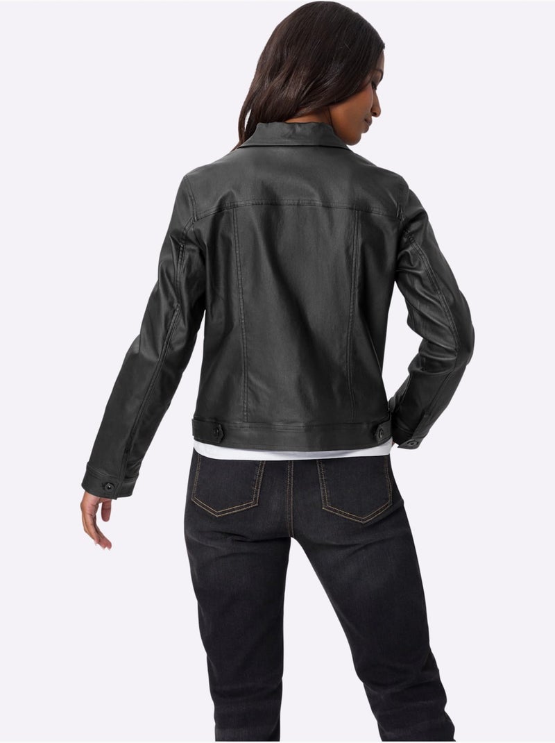 Veste Blazer Revêtement Mat Et Brillant - Taille Standard - Helline Noir - Kiabi
