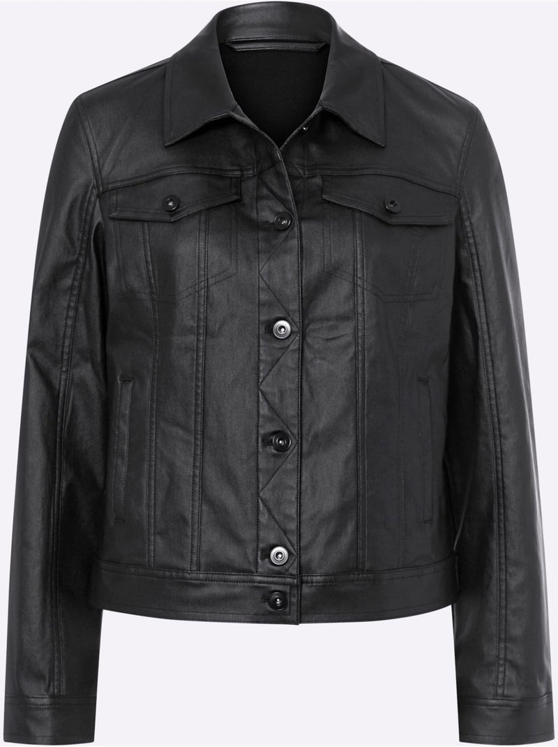 Veste Blazer Revêtement Mat Et Brillant - Taille Standard - Helline Noir - Kiabi