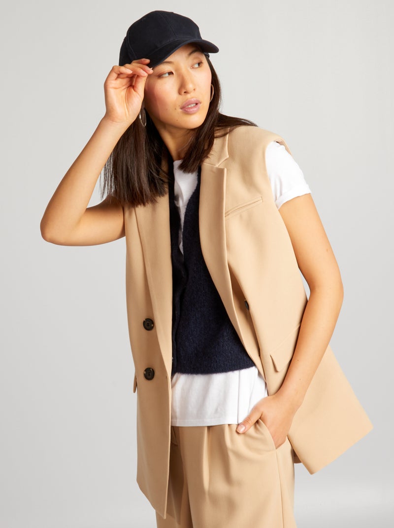 Veste blazer sans manches Beige - Kiabi