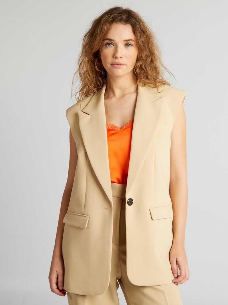 Veste blazer sans manches Beige - Kiabi