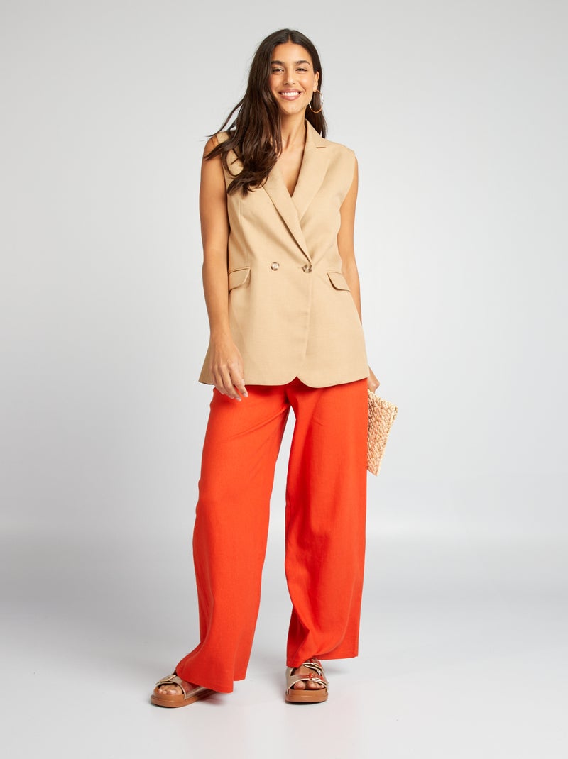 Veste blazer sans manches mi-longues Beige - Kiabi
