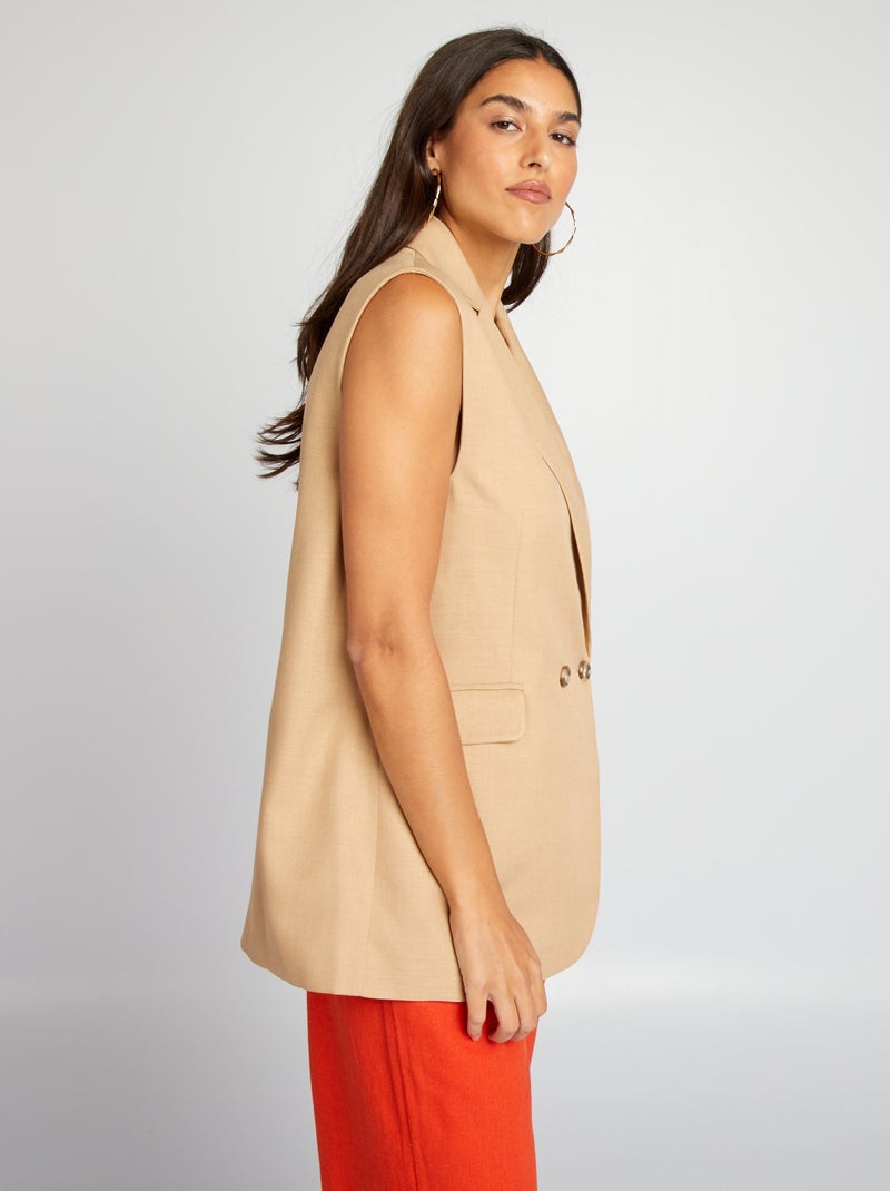 Veste blazer sans manches mi-longues Beige - Kiabi