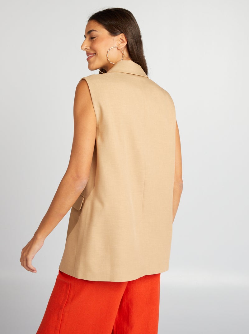 Veste blazer sans manches mi-longues Beige - Kiabi
