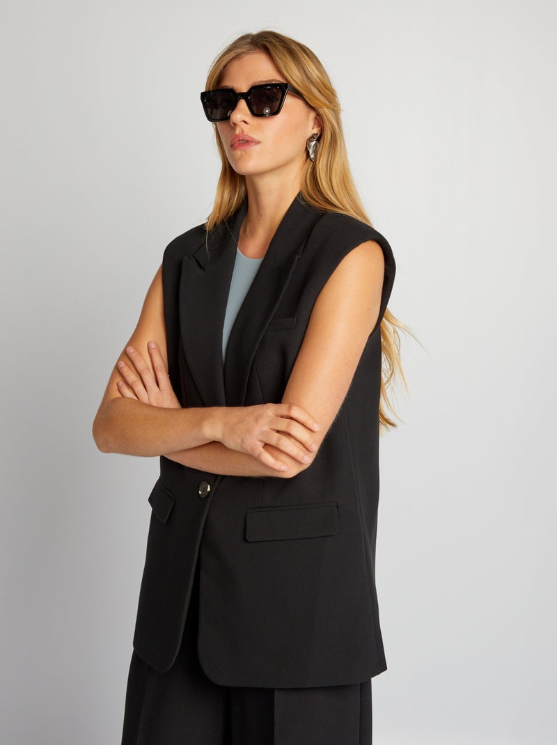 Veste blazer sans manches noir - Kiabi