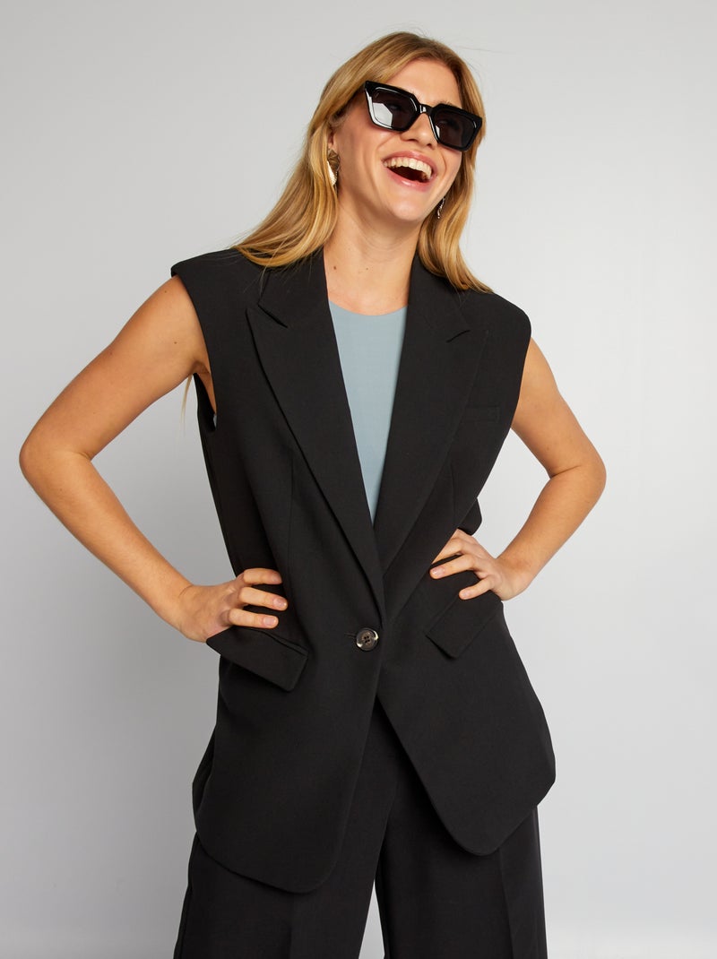 Veste blazer sans manches noir - Kiabi