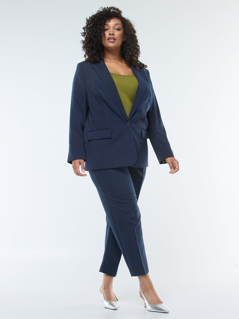Veste blazer uni avec 2 poches à rabat Bleu - Kiabi