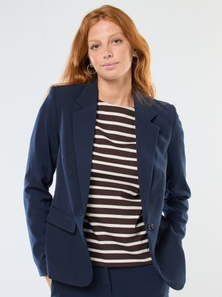 Veste blazer uni avec col crantée
