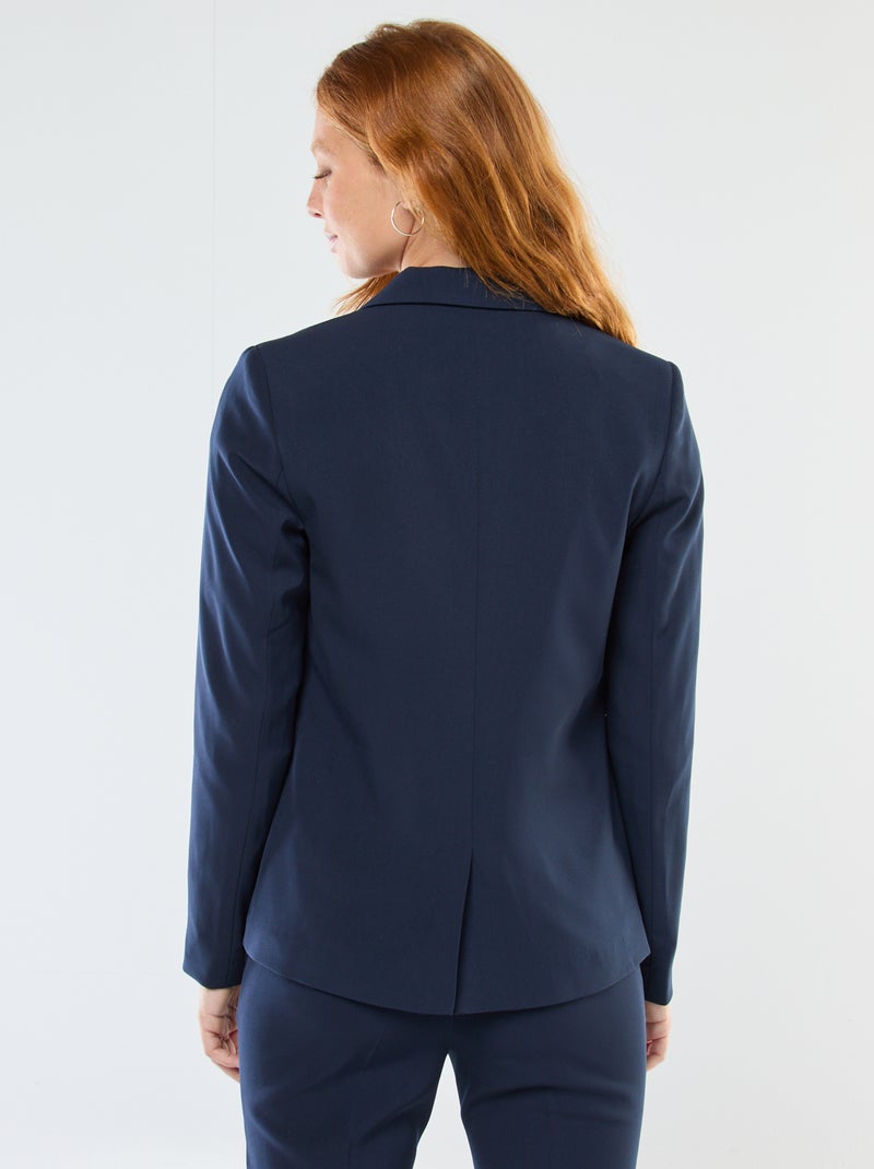 Veste blazer uni avec col crantée Bleu - Kiabi