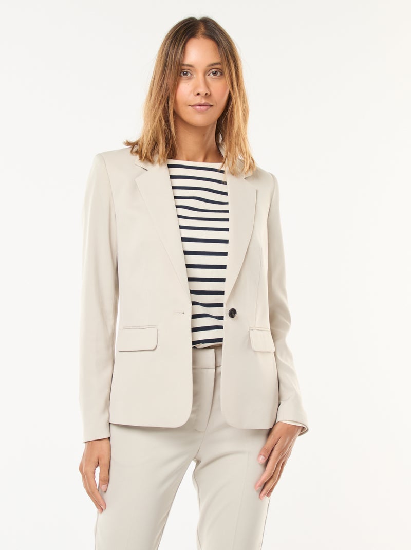 Veste blazer uni avec col crantée Gris - Kiabi