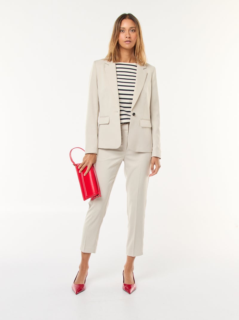 Veste blazer uni avec col crantée Gris - Kiabi