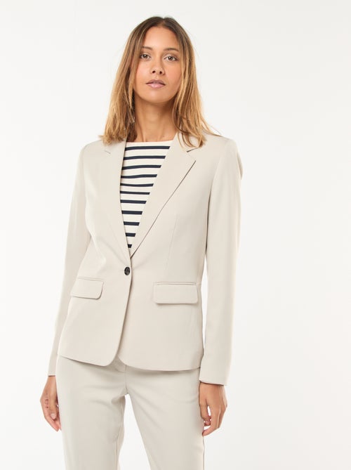 Veste blazer uni avec col crantée - Kiabi