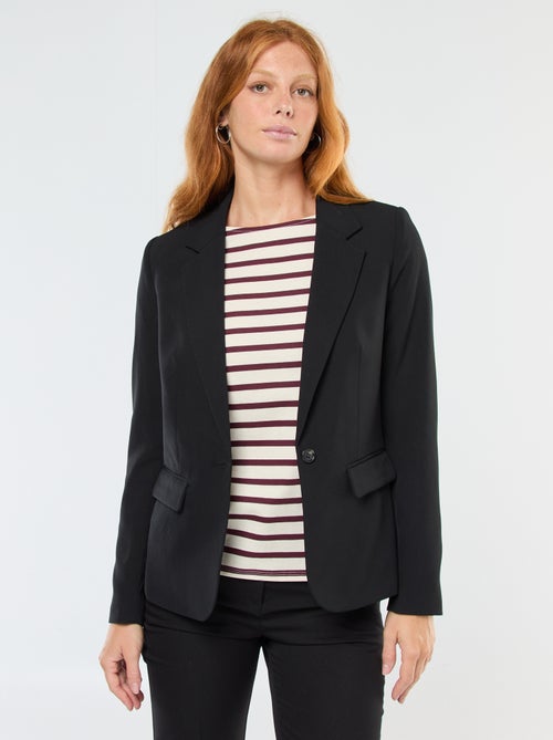 Veste blazer uni avec col crantée - Kiabi
