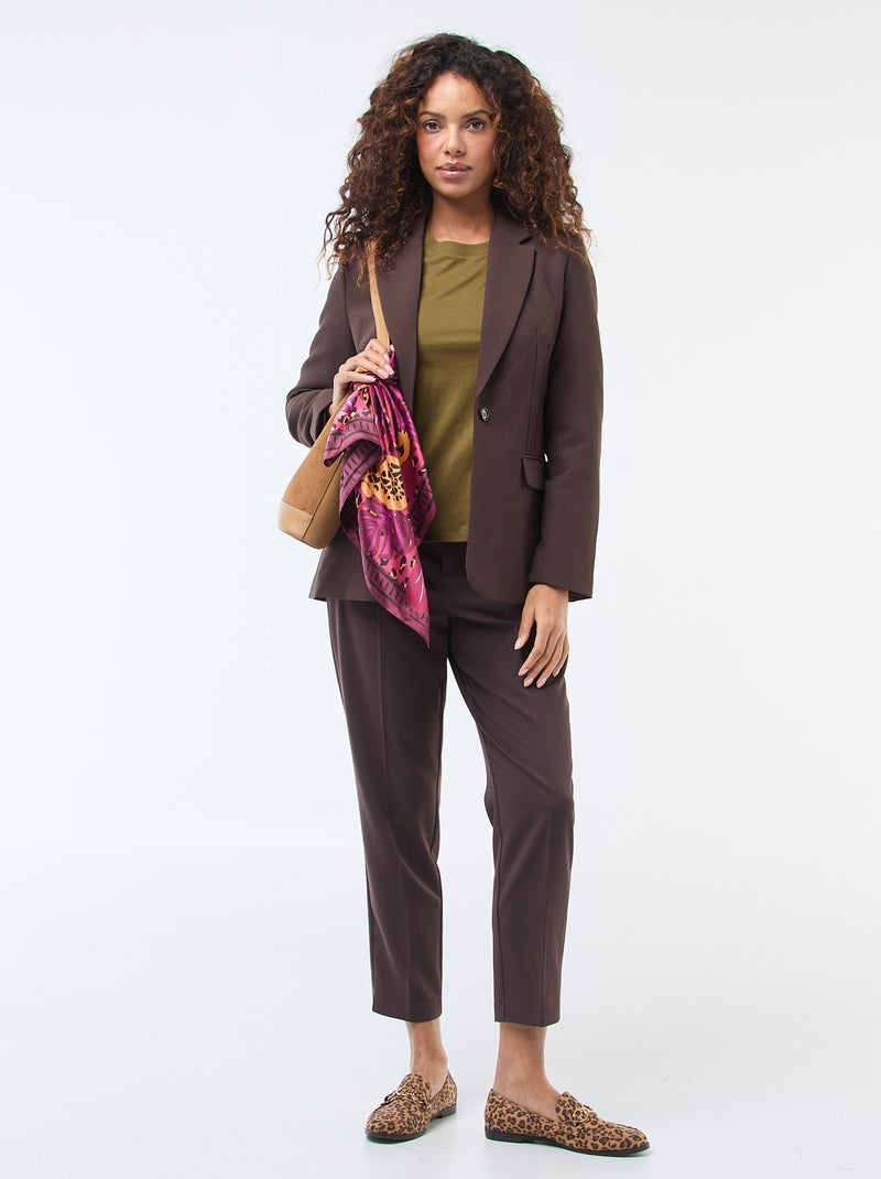 Veste blazer unie à la coupe cintrée Marron - Kiabi