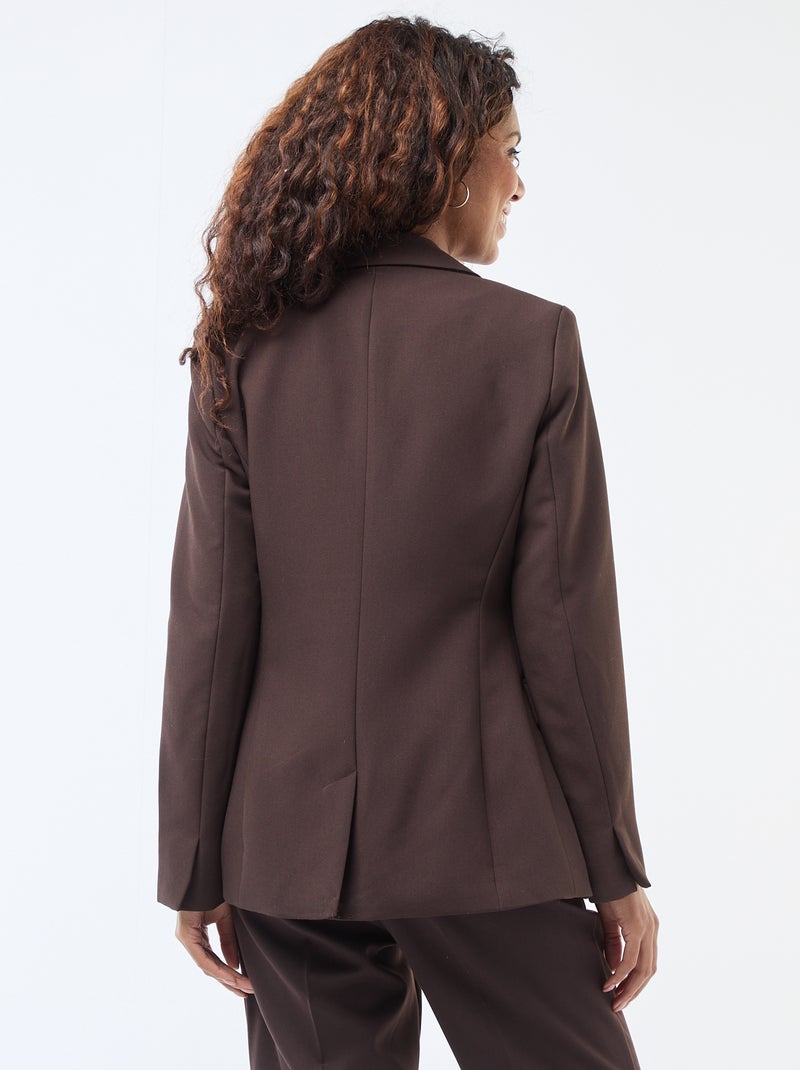Veste blazer unie à la coupe cintrée Marron - Kiabi