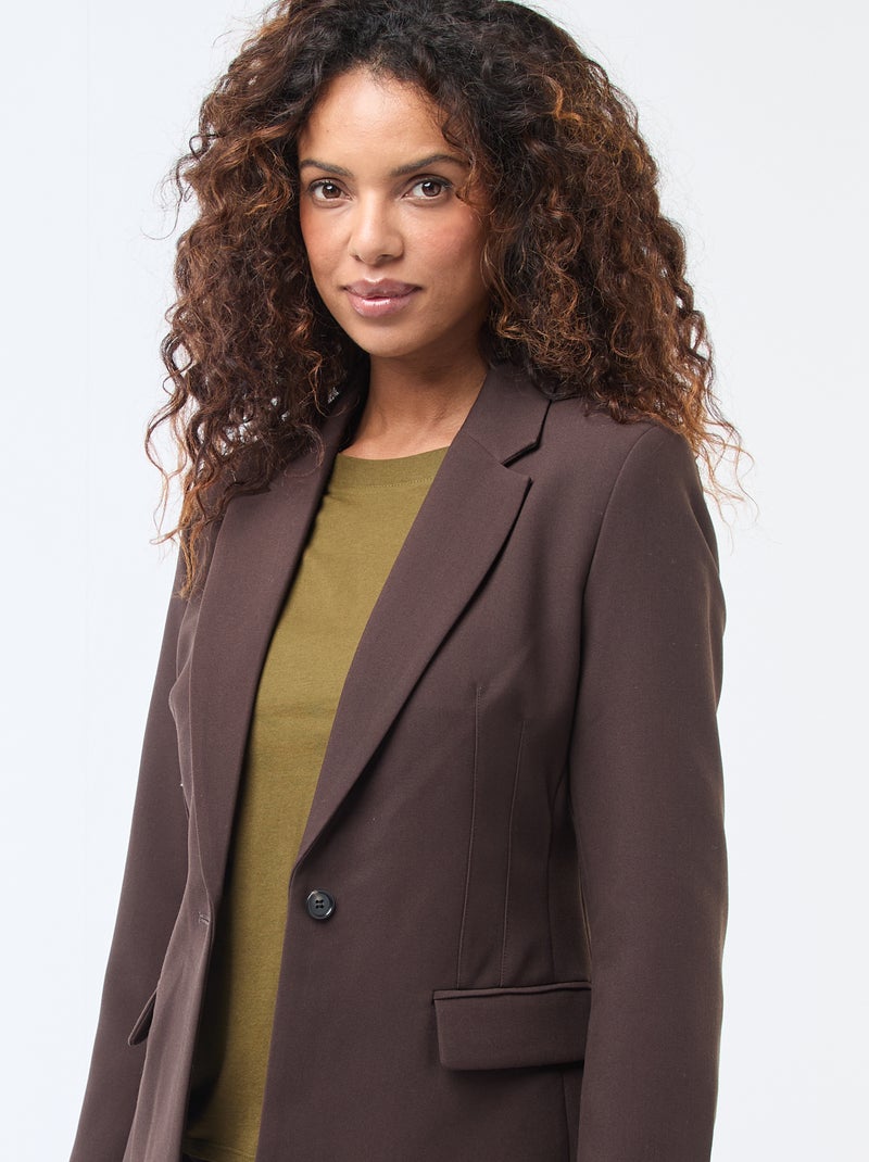Veste blazer unie à la coupe cintrée Marron - Kiabi