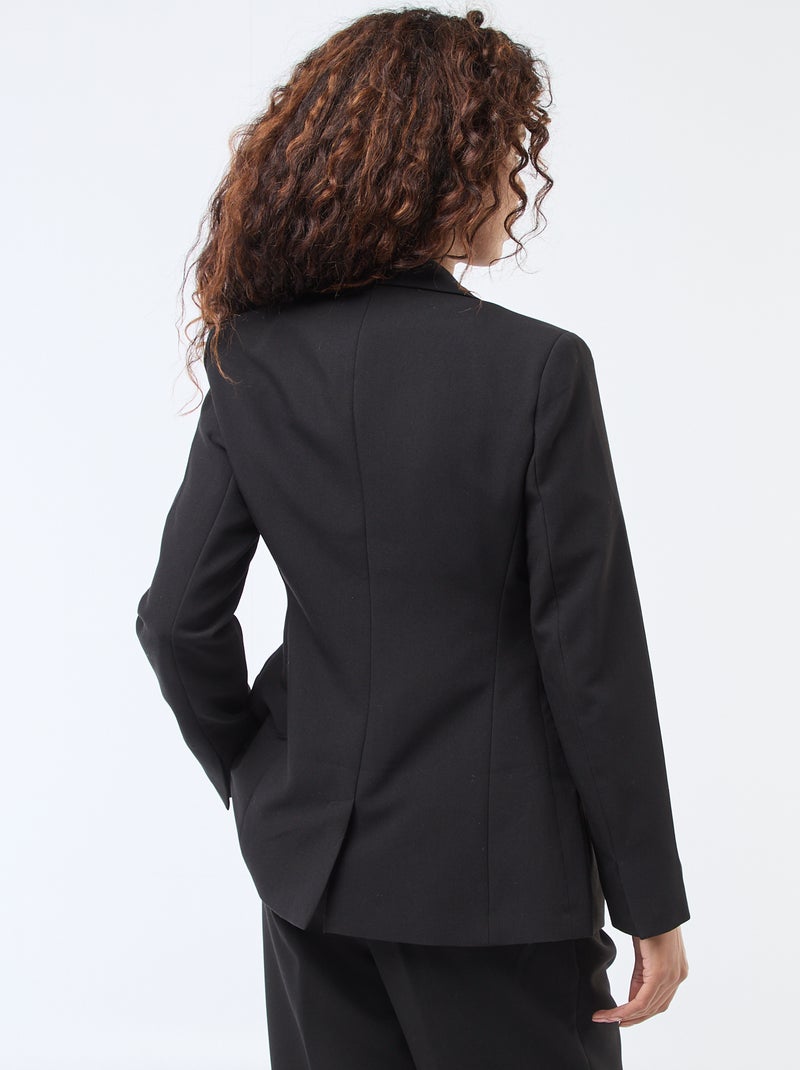 Veste blazer unie à la coupe cintrée Noir - Kiabi
