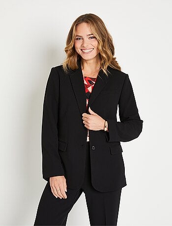 Veste blazer unie coupe droite col tailleur