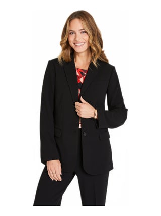 Veste blazer unie coupe droite col tailleur