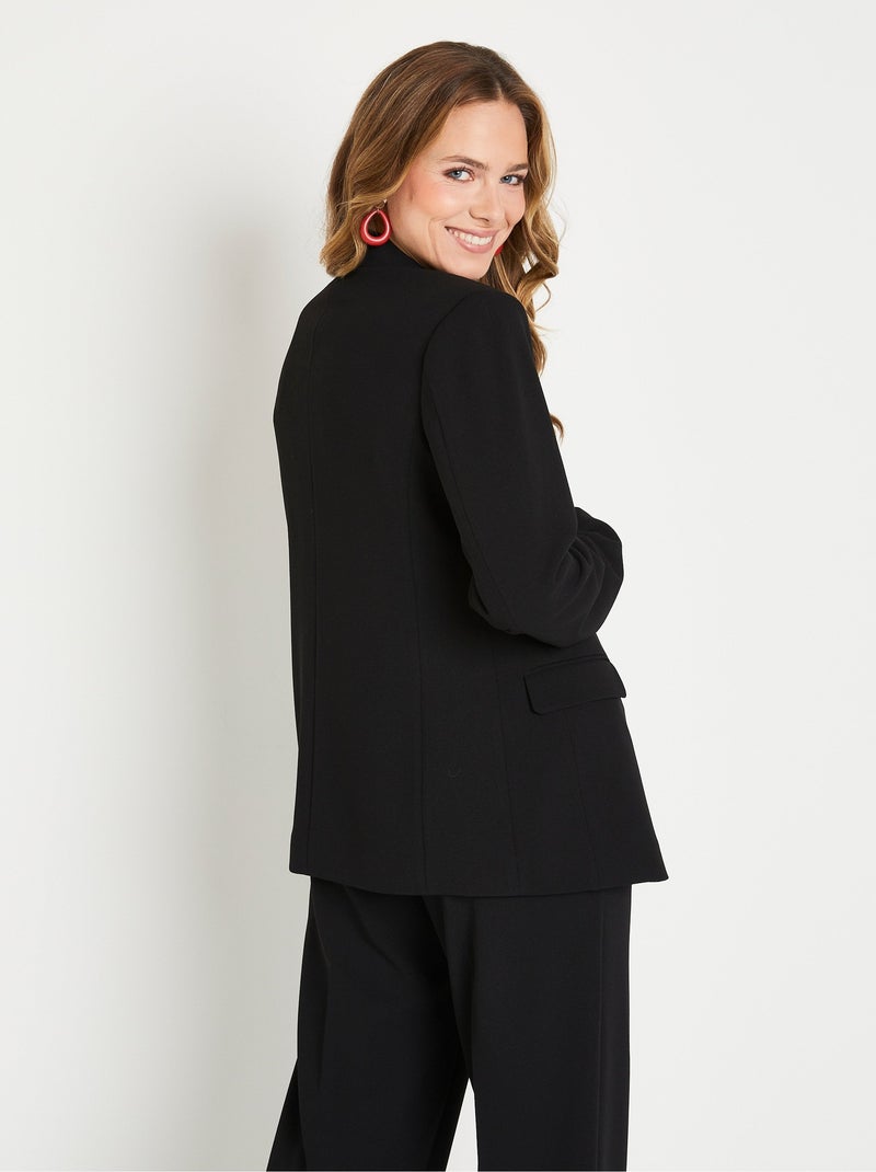 Veste blazer unie coupe droite col tailleur Noir - Kiabi