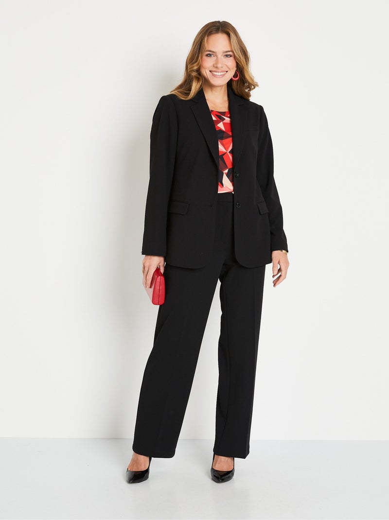 Veste blazer unie coupe droite col tailleur Noir - Kiabi