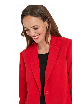 Veste blazer unie coupe droite col tailleur