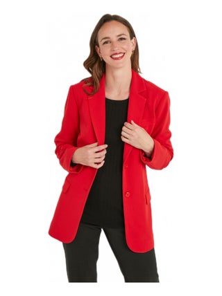 Veste blazer unie coupe droite col tailleur