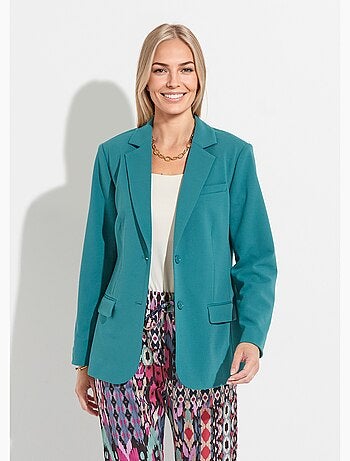 Veste blazer unie coupe droite col tailleur