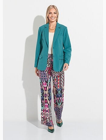 Veste blazer unie coupe droite col tailleur