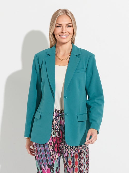 Veste blazer unie coupe droite col tailleur - Kiabi