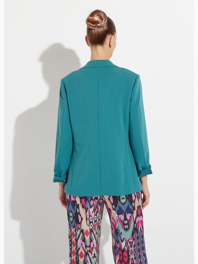 Veste blazer unie coupe droite col tailleur Vert - Kiabi