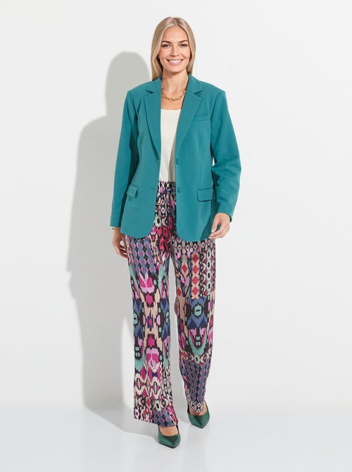 Veste blazer unie coupe droite col tailleur - Kiabi