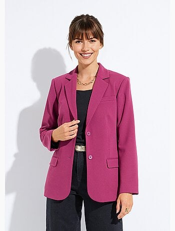 Veste blazer unie coupe droite col tailleur