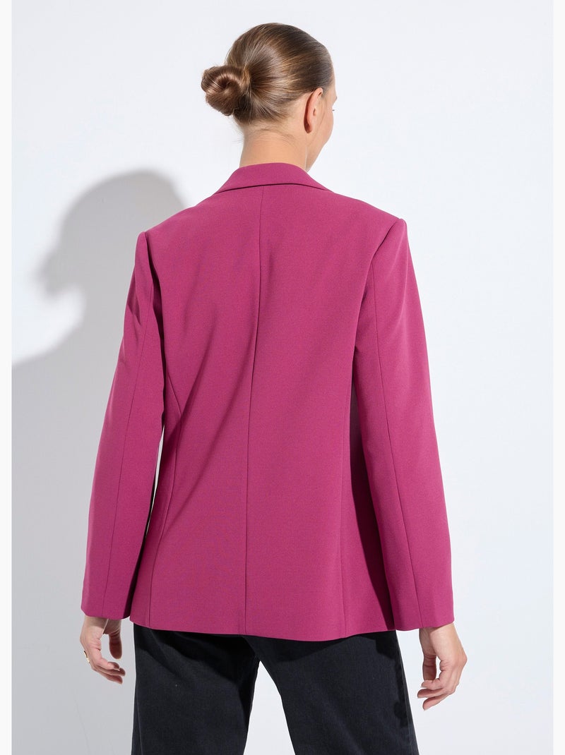 Veste blazer unie coupe droite col tailleur Violet foncé - Kiabi
