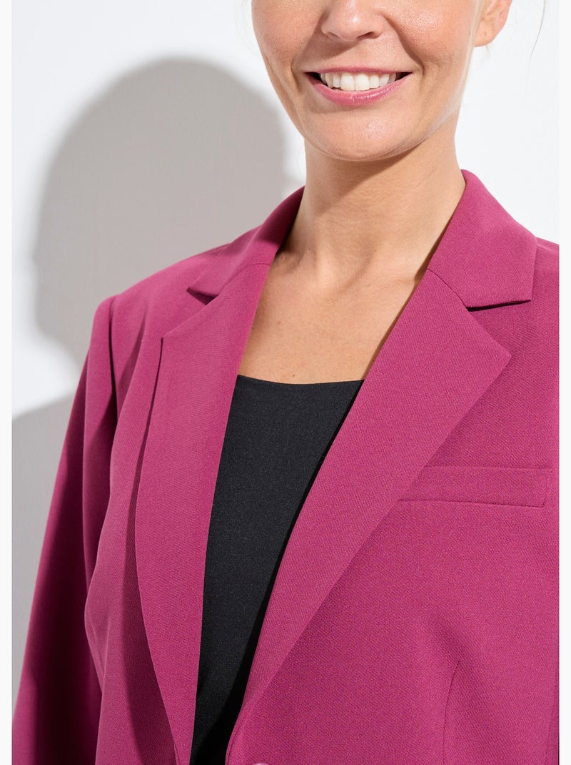 Veste blazer unie coupe droite col tailleur Violet foncé - Kiabi