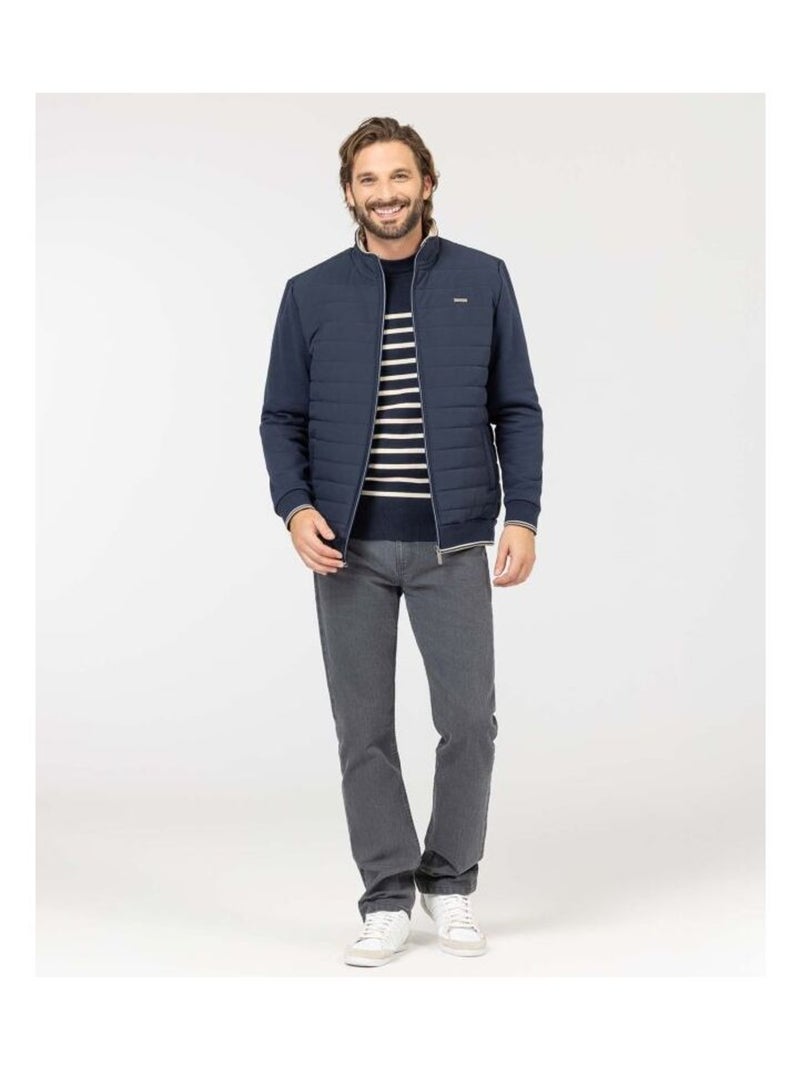 Veste bleu marine bi-matière Homme Bleu marine - Kiabi