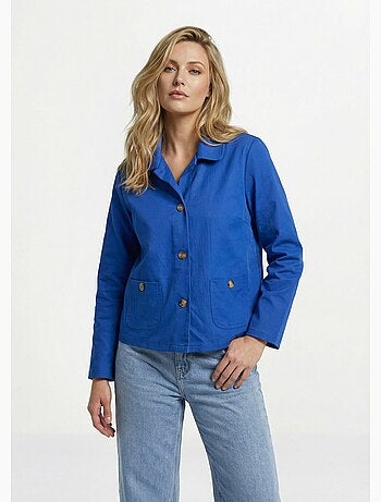 Veste boite en coton, avec col claudine - AFIBEL