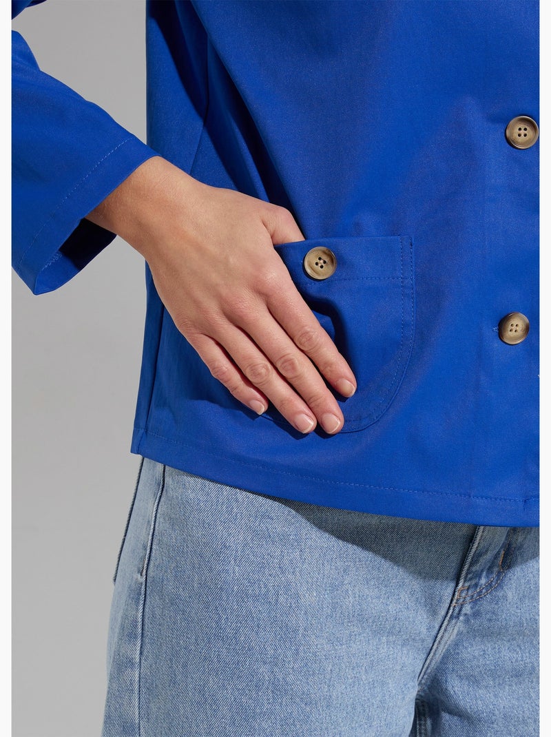 Veste boite en coton, avec col claudine - AFIBEL Bleu - Kiabi