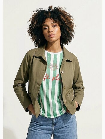 Veste boite en coton, avec col claudine - AFIBEL
