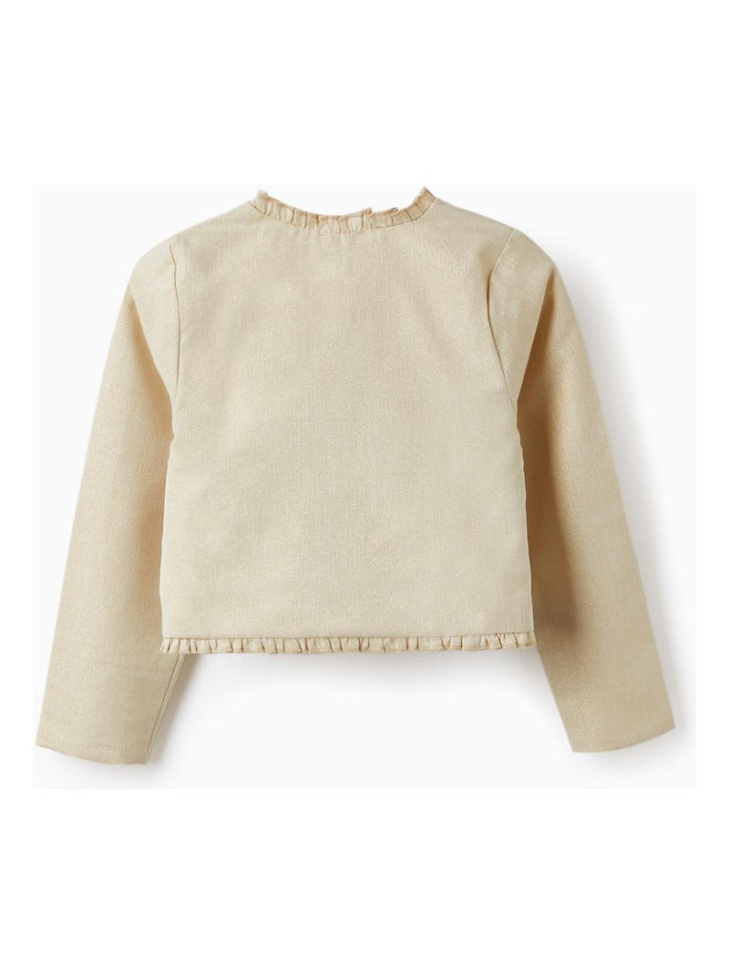 Veste Boléro avec fils Lurex et volants pour Fille  CÉRÉMONIE Beige - Kiabi